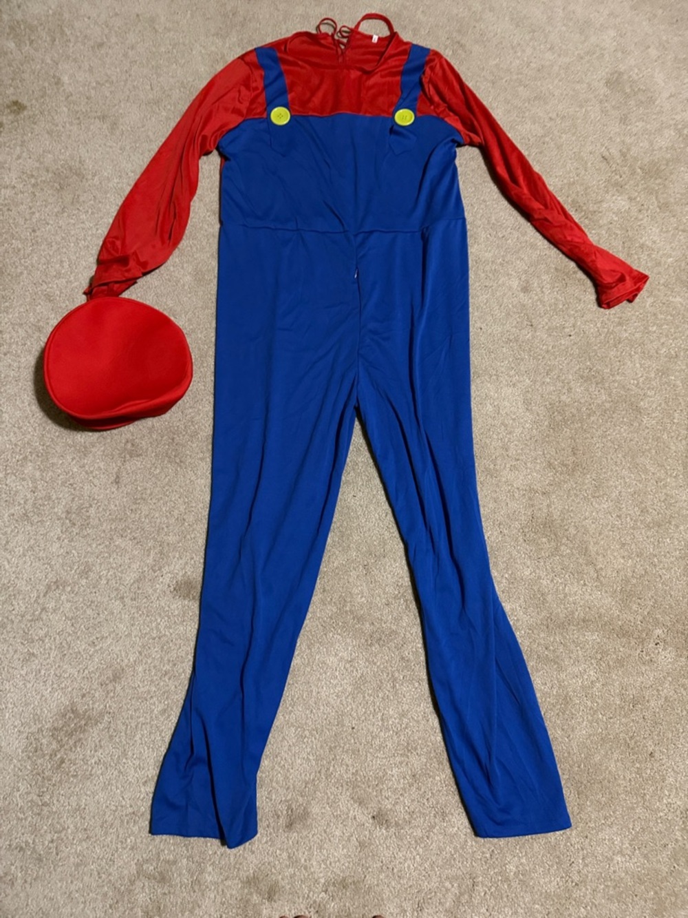 Men’s large Mario Overalls Costume with Red Hat
